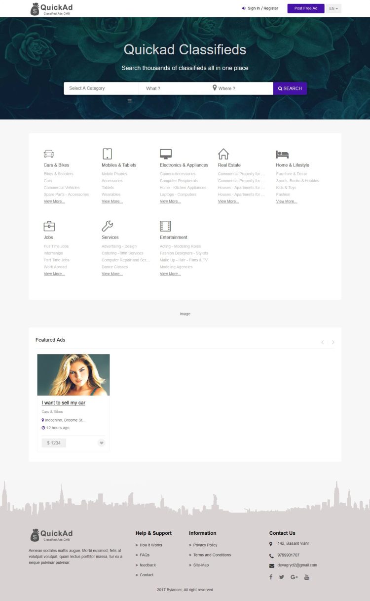 Quickad Classified Ads CMS PHP Script